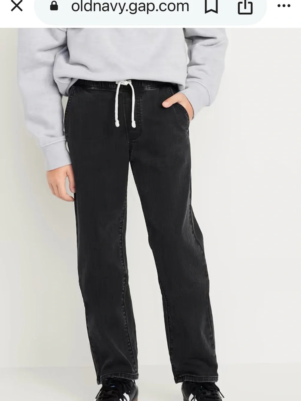 Boys XL Old Navy Black/Gray Relaxed Drawstring Denim style pants elastic waist.